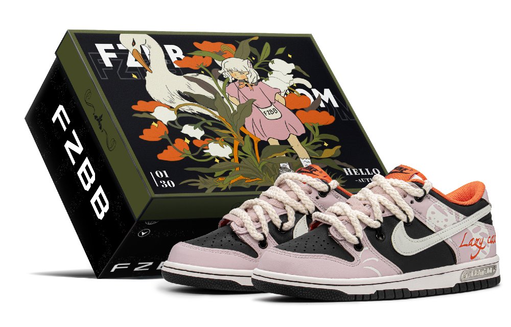 Nike Dunk Low Low-Top Skateboard Shoes GS Black Pink