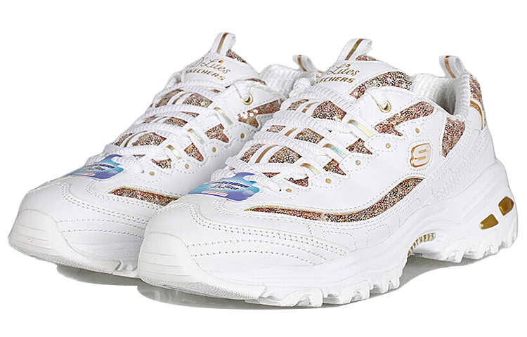 Skechers D'Lites Low Top Daddy Shoes White/Gold Women's