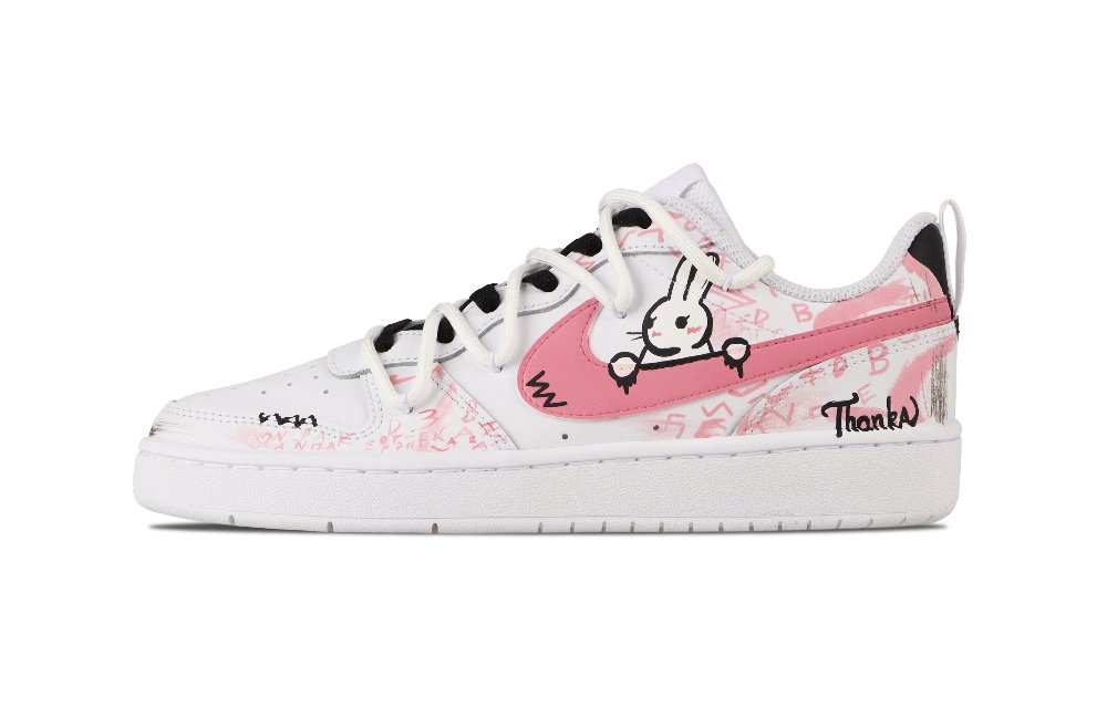 Nike Court Vision 1 Lucky Bunny Abrasion Resistant Low Top Skateboard Shoes Unisex Pink