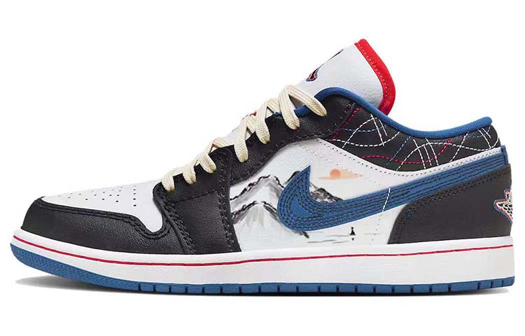 Jordan Air Jordan 1 Durable Breathable Low-Top Basketball Shoes Men's White Black