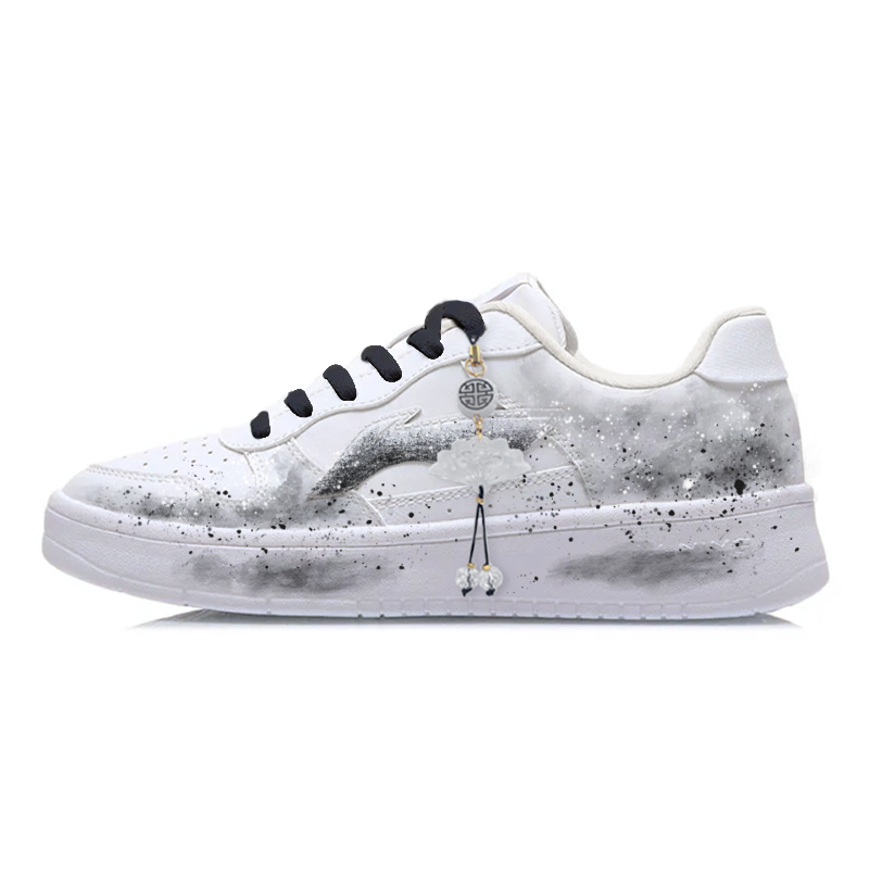 LiNing Pontoon Boats Wear resistant And Lightweight Low top Skateboard Shoes Women's Black White