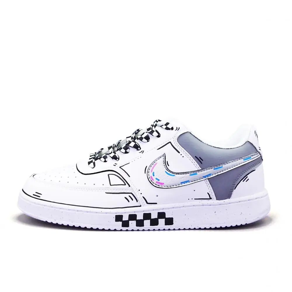 Nike Court Vision Draft Paper Style Cushioning, Wear Resistant Low top Skateboard Shoes Unisex White