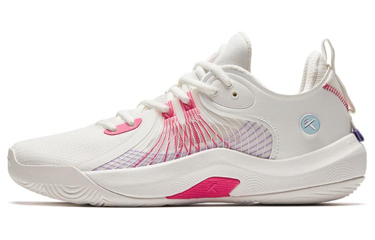 Anta Cushioned Slip-Resistant Low-Top Basketball Shoes Men's White Pink
