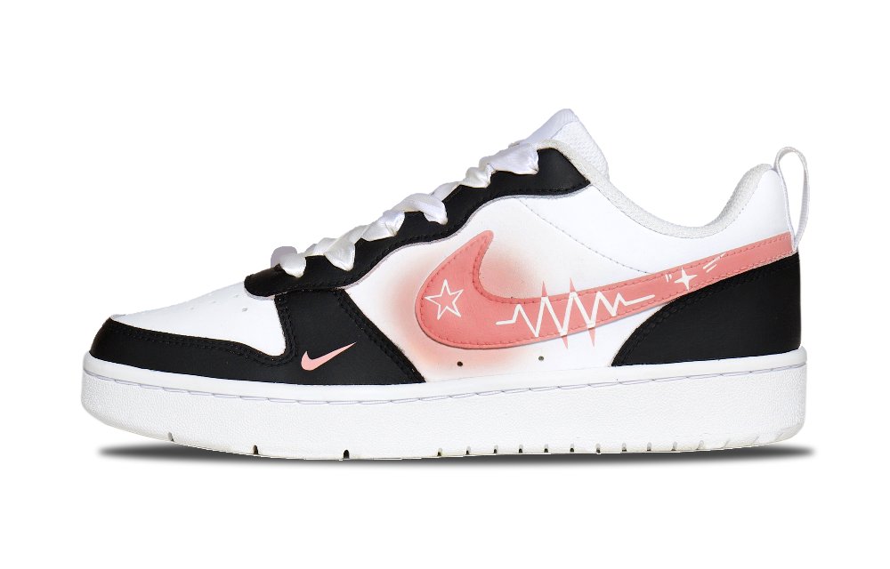 Nike Court Borough 2 Anti Slip Wear Resistant Low Top Skateboard Shoes GS Black Pink