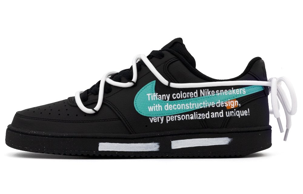 Nike Court Vision Low Anti-Slip Wear-Resistant Low-Top Skateboard Shoes Men's Black White Gray