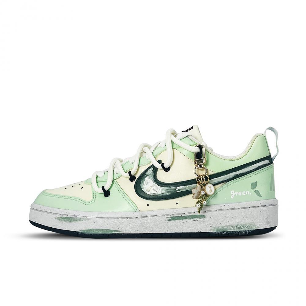 Nike Court Borough Low Coverage Anti-Slip And Wear-Resistant Low-Top Skateboard Shoes GS Beige Green