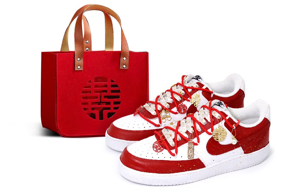 Nike Court Vision 1 Low Top Skateboard Shoes Women's Red White