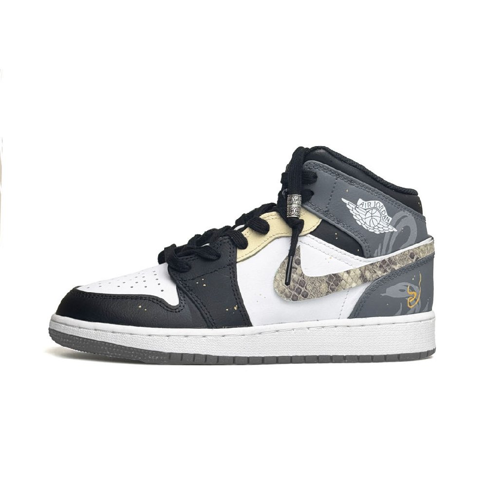 Jordan Air Jordan 1 Wao Wear-Resistant Support Balance Mid-Top Vintage Basketball Shoes Unisex Gray