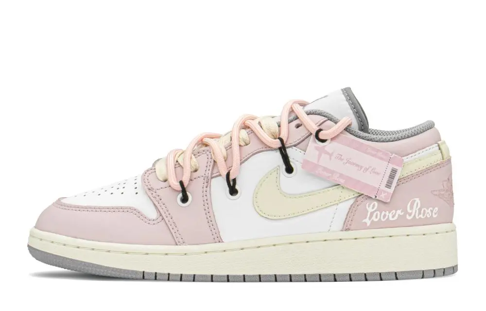 Jordan Air Jordan 1 Low Slip Resistant, Abrasion Resistant, Lightweight Low top Vintage Basketball Shoes GS Flesh Pink