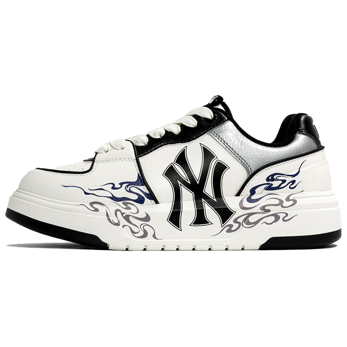 MLB Chunky Liner PU Kaleidoscope, Jingliu, Shopping Bag Abrasion Resistant Low top Skateboard Shoes Unisex Black White