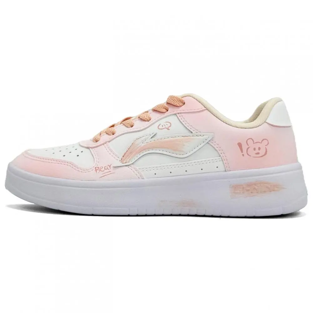 LiNing Pontoon Boats Wear resistant And Lightweight Low top Skateboard Shoes Women's Pink White