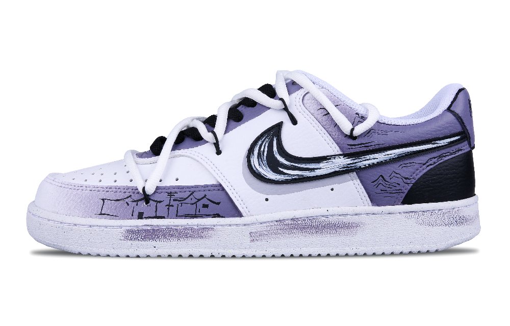 Nike Court Vision 1 Low-Top Skateboard Shoes Men's Black Purple