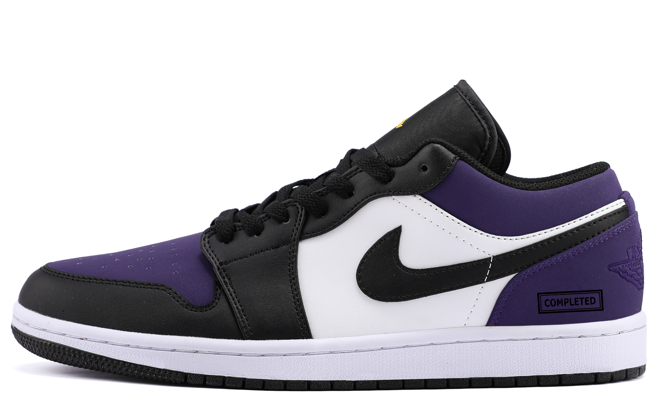 Jordan Air Jordan 1 Height Increasing Low top Vintage Basketball Shoes Unisex Black Purple