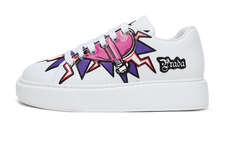 PRADA Graphic Heart Platform Sneakers 'White Multi Color' Women's