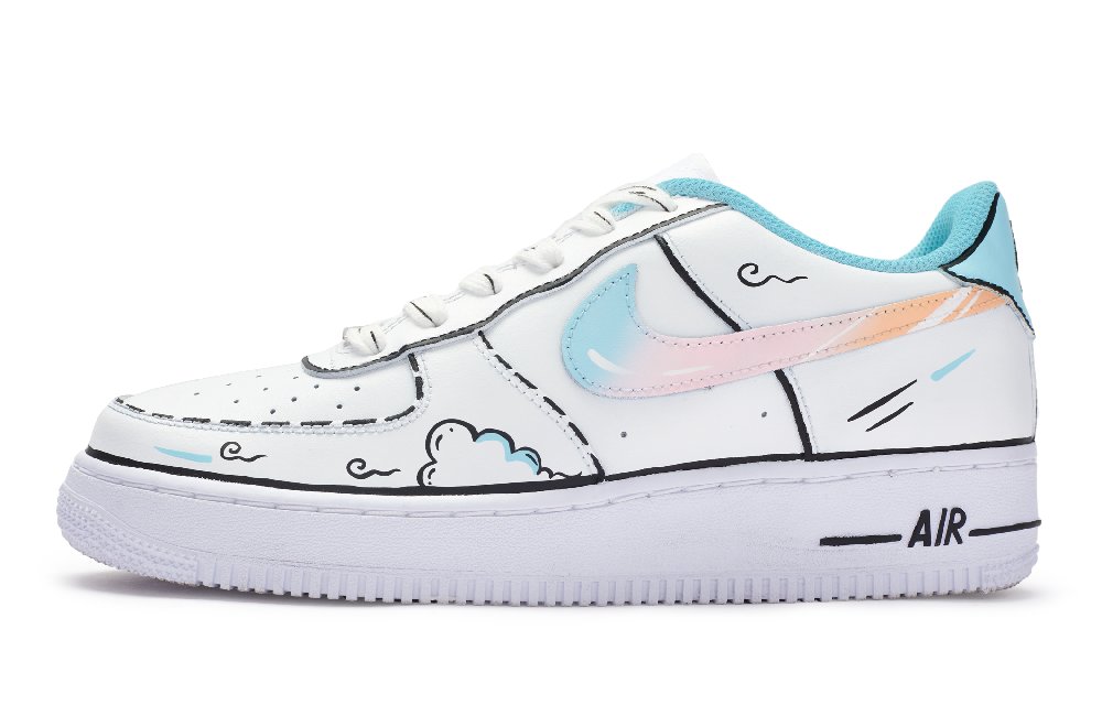 Nike Air Force 1 811 Manufacturing, Cloud Fantasy Low Top Skateboard Shoes Women's White Blue Black