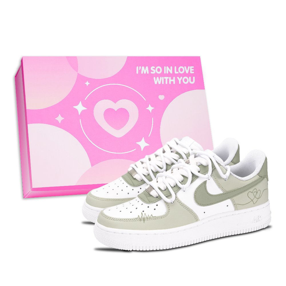Nike Air Force 1 Air Force 1, Serial Love Abrasion Resistant Low Top Skateboard Shoes Unisex Gray Green