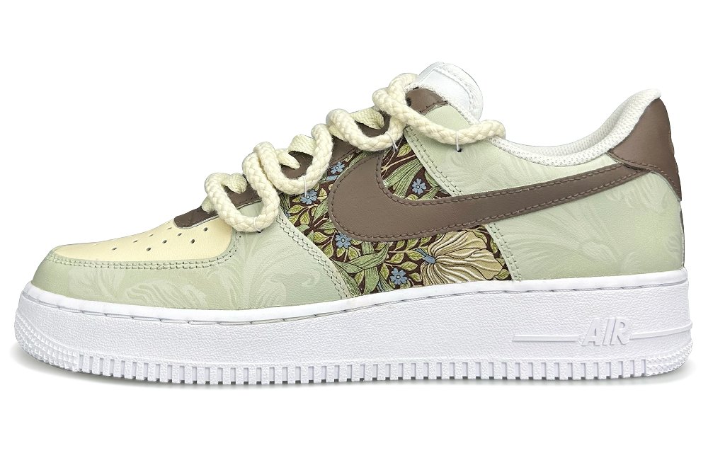Nike Air Force 1 Low 'Triple White' Low-Top Skateboard Shoes Women's Beige Green