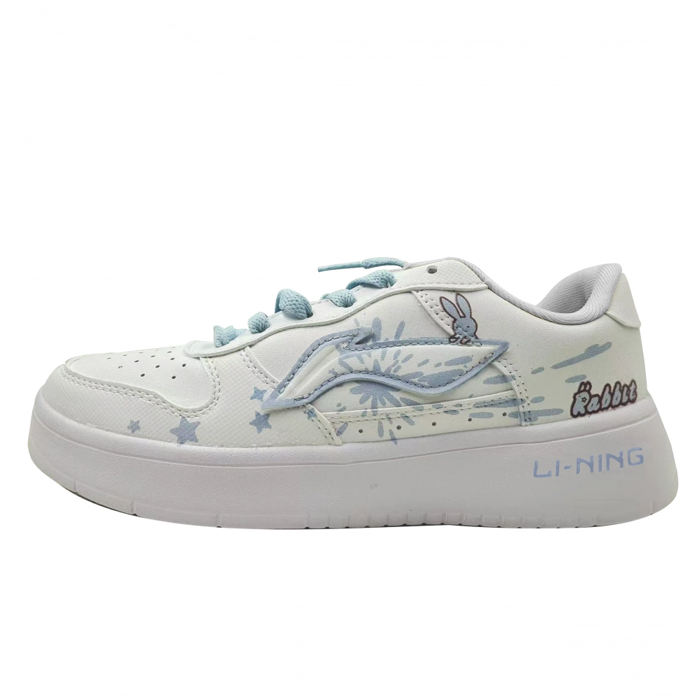 LiNing Pontoon Boats Slip Resistant Cushioning Height Increasing Low top Skateboard Shoes Unisex White Blue