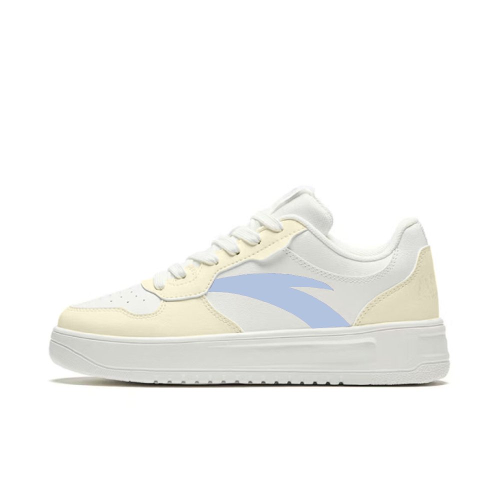 Anta Slip Resistant, Abrasion Resistant, Lightweight Low Top Skateboard Shoes Unisex White Yellow Blue