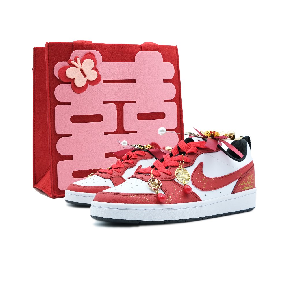 Nike Court Borough Anti Slip Wear Resistant Low Top Skateboard Shoes Women's Red
