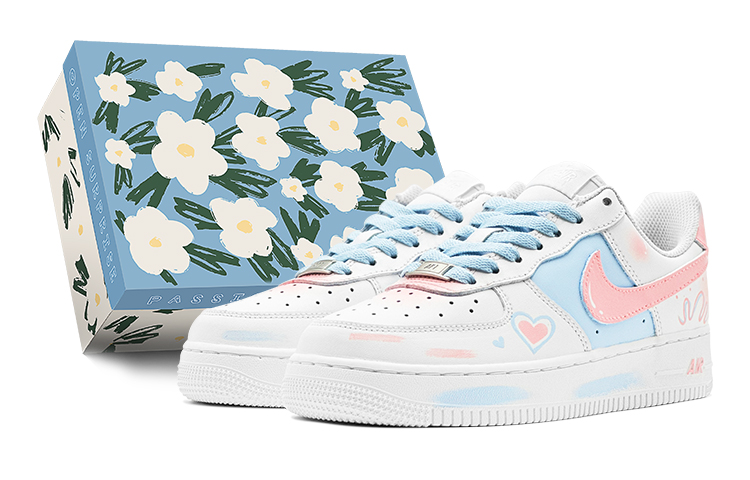 Nike Air Force 1 Low Top Skateboard Shoes GS Blue Pink