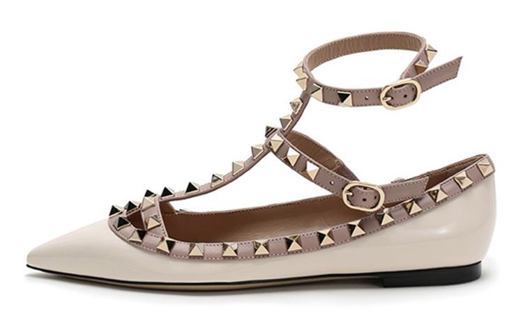 Valentino Rockstud Casual Single Shoes Women's Milk White