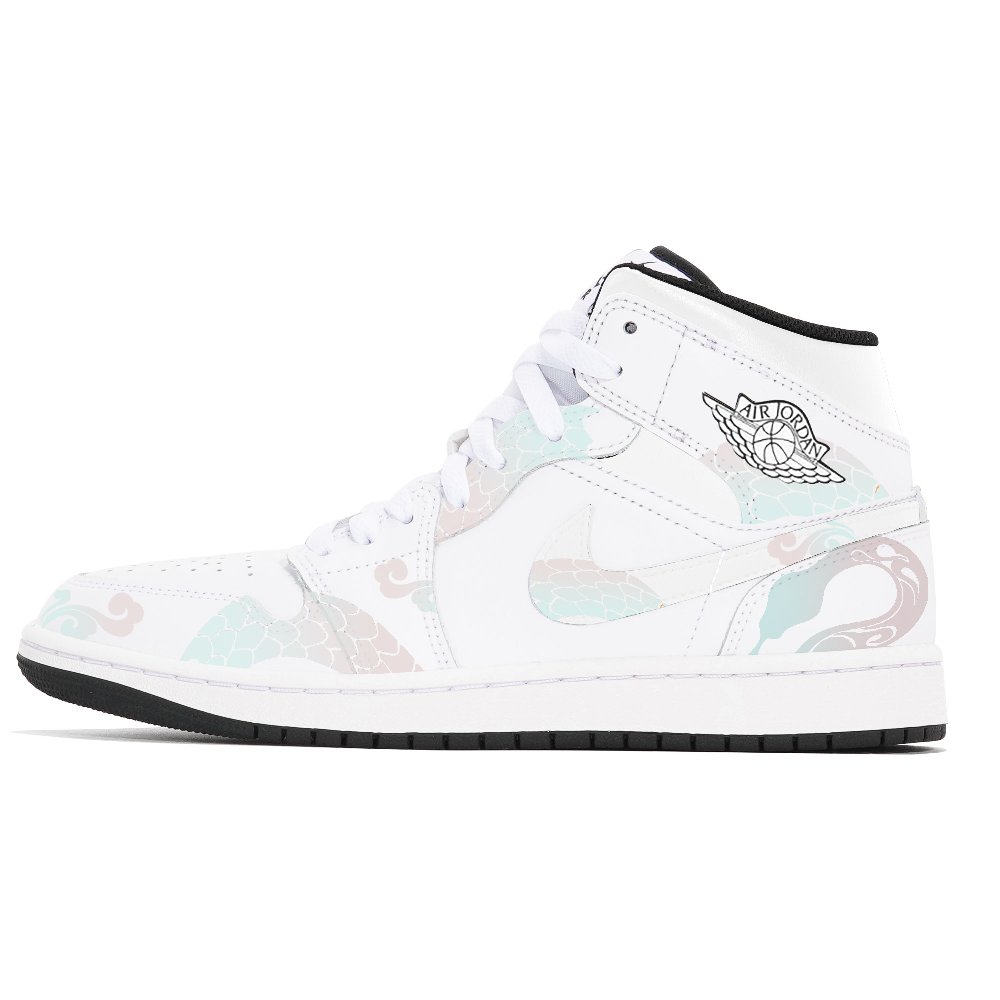 Jordan Air Jordan 1 Abrasion-Resistant Mid-Top Vintage Basketball Shoes Men's White