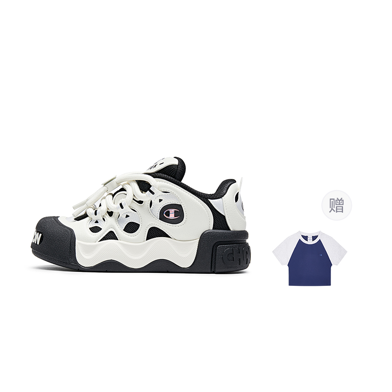 Champion Puffy Donut Skateboard Shoes Women's Black White