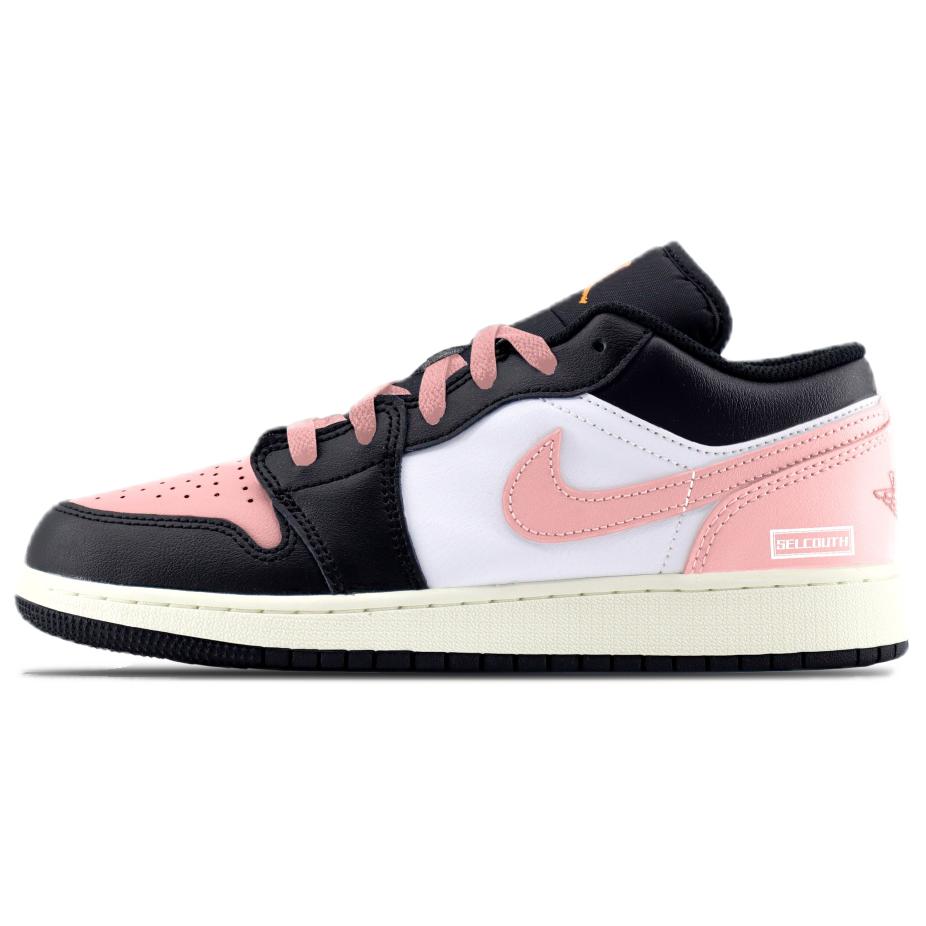 Jordan Air Jordan 1 Abrasion Resistant Low top Vintage Basketball Shoes Unisex Pink Black