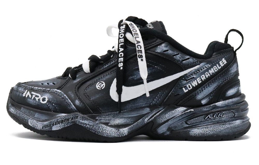 Nike Air Monarch 4 Anti-Slip Wear-Resistant Low-Top Chunky Sneakers Unisex Black White