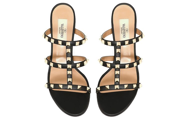 Valentino Rockstud Beach Sandals Women's Black