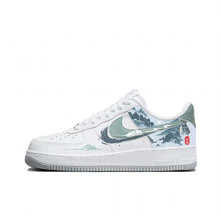 Nike Air Force 1 Slip-Resistant Low-Top Skateboard Shoes Men's White Green