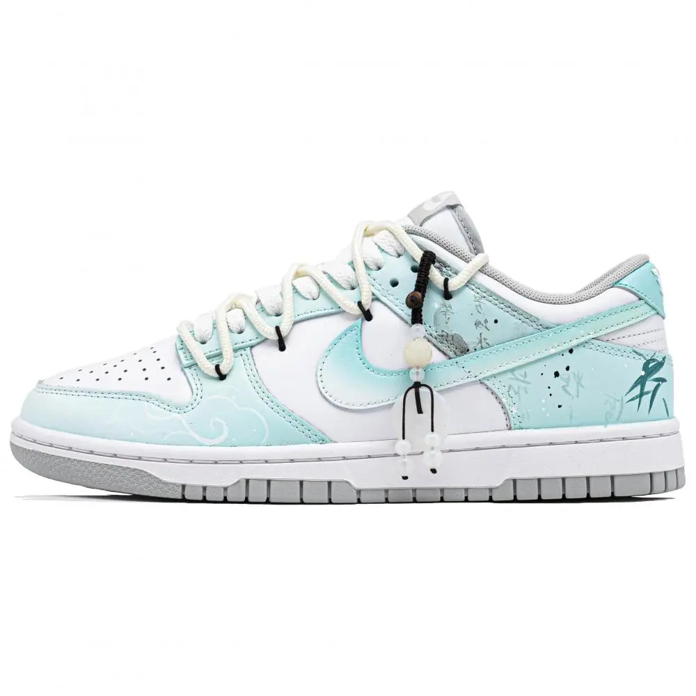 Nike Dunk Coverage Abrasion Resistant Balance Low top Skateboard Shoes Unisex White Cyan