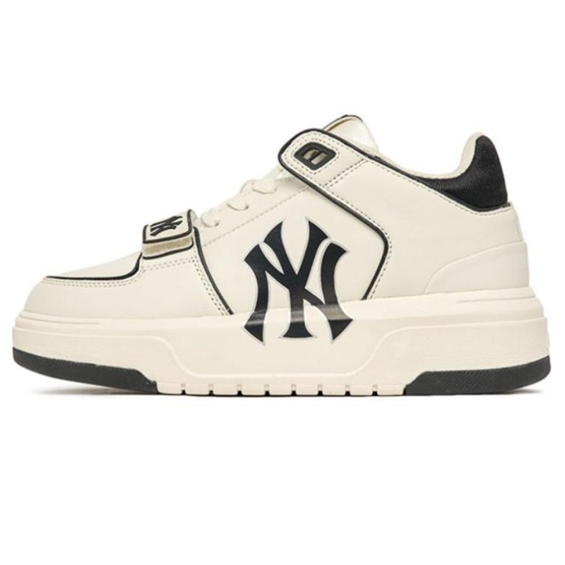 MLB Chunky Liner Anti-Slip Wear-Resistant Mid-Top Skateboard Shoes Unisex Black Silver