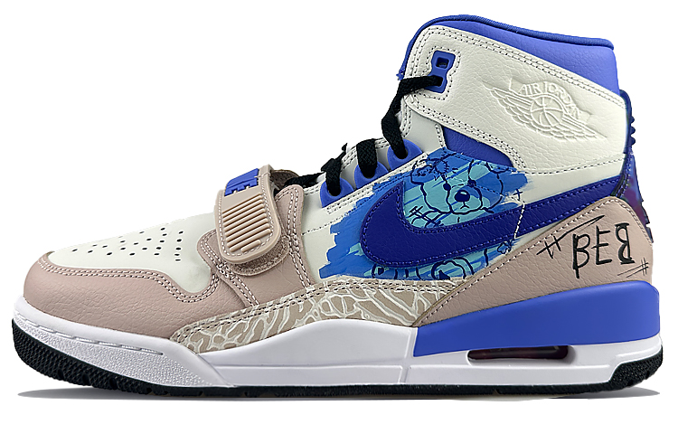 Jordan Legacy 312 Cushioned Wear-Resistant Slip-Resistant High-Top Vintage Basketball Shoes Men's Blue Gray
