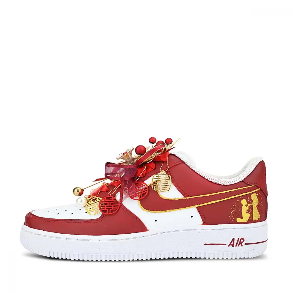 Nike Air Force 1 Slip Resistant, Abrasion Resistant, Lightweight Low Top Skateboard Shoes Unisex Red White