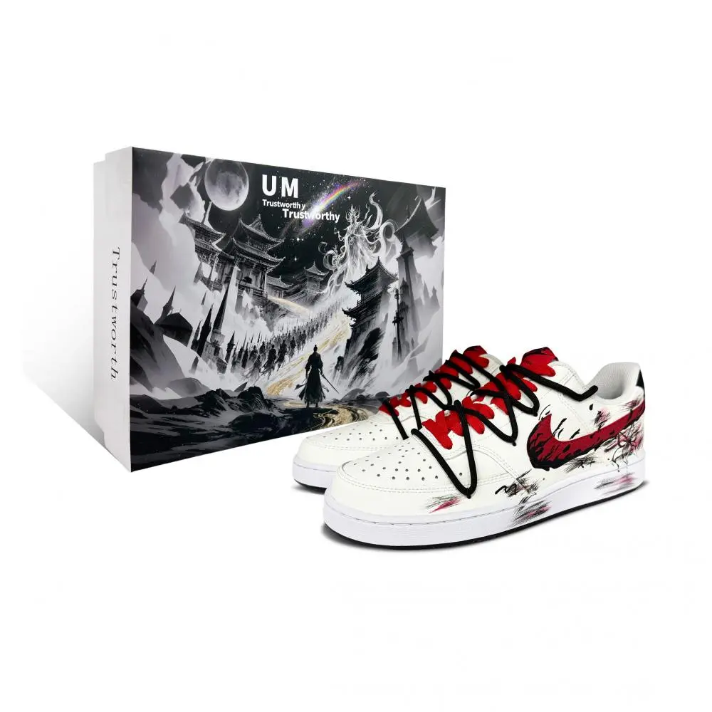 Nike Court Vision 1 Flame Box Included Abrasion Resistant Low top Skateboard Shoes Men's White Red