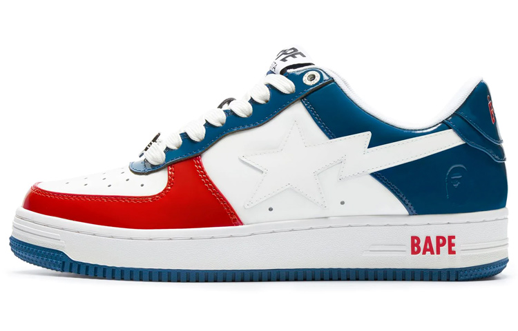 A BATHING APE STA Stylish Skateboarding Shoes Men's Red White Blue