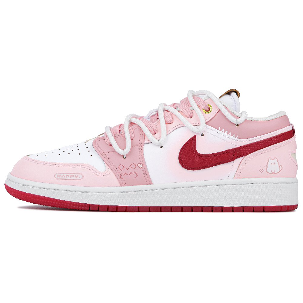 Jordan Air Jordan 1 Low SE Anti-Slip Wear-Resistant Low-Top Vintage Basketball Shoes · GS White Pink