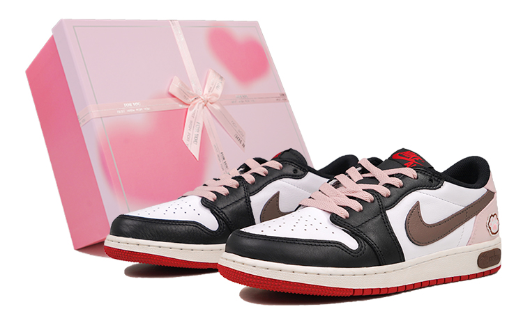 Jordan Air Jordan 1 RISK Low-Top Vintage Basketball Shoes GS Pink Brown