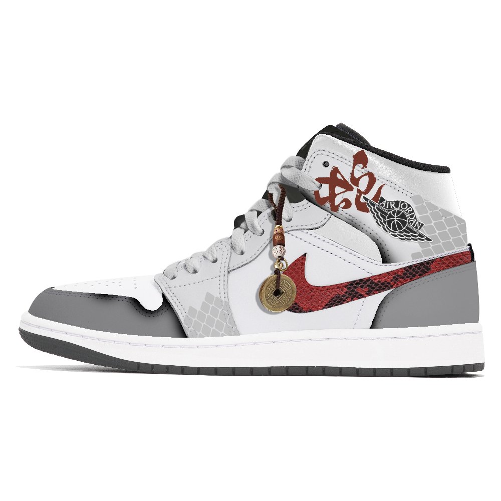 Jordan Air Jordan 1 Abrasion-Resistant Mid-Top Vintage Basketball Shoes Unisex White Gray