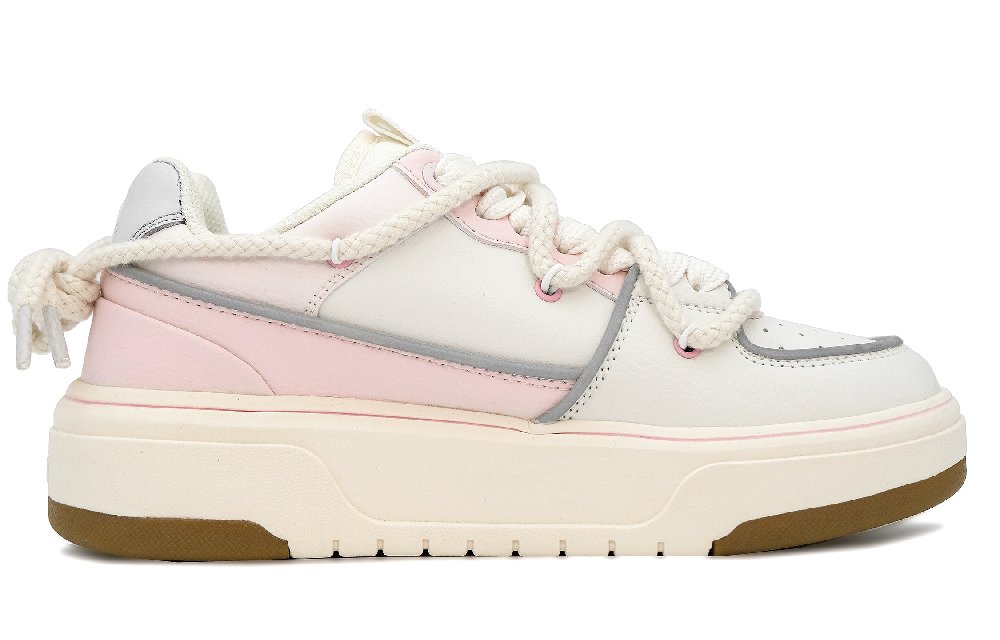 MLB Chunky Liner Anti Slip And Wear Resistant Height Increasing Low Top Skateboard Shoes Unisex Beige Pink