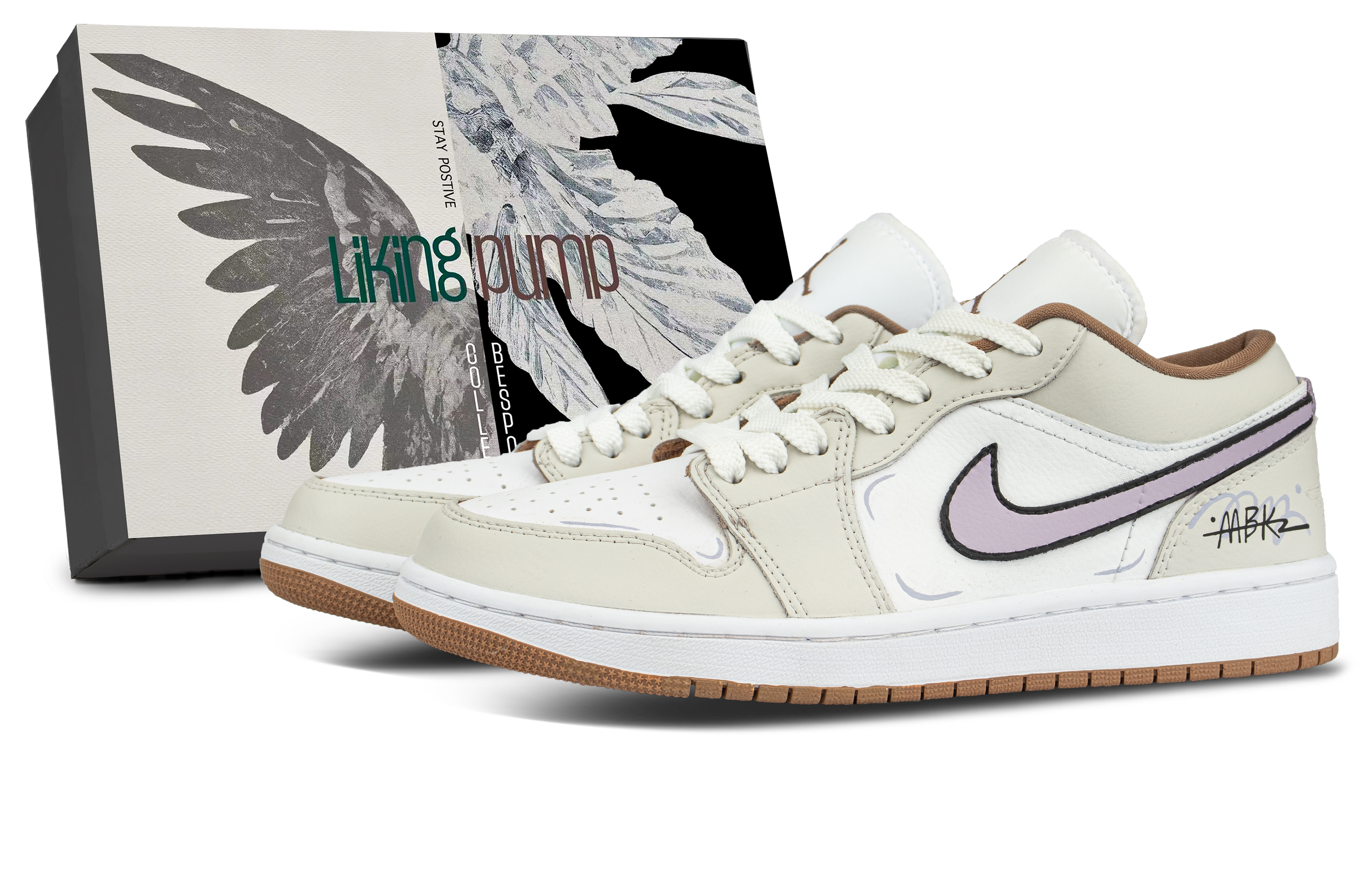 Jordan Air Jordan 1 Cushioning Low top Vintage Basketball Shoes Unisex Beige