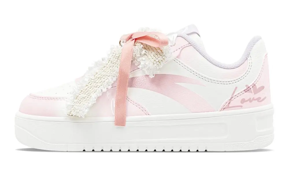 Anta Relaxed Cushioning Abrasion Resistant Breathable Low top Skateboard Shoes Women's Pink