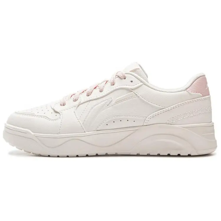 LiNing Slip Resistant Cushioning Abrasion Resistant Low Top Skateboard Shoes Women's White Pink
