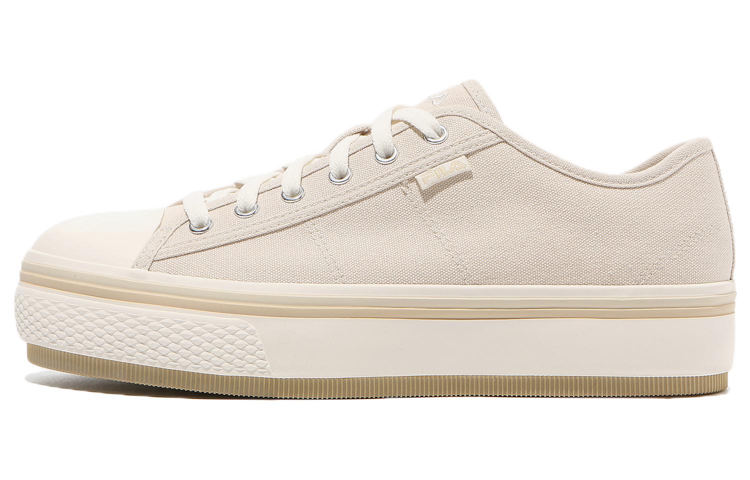 FILA Scanline V2 Abrasion Resistant Low top Skateboard Shoes Unisex Beige Korean Style