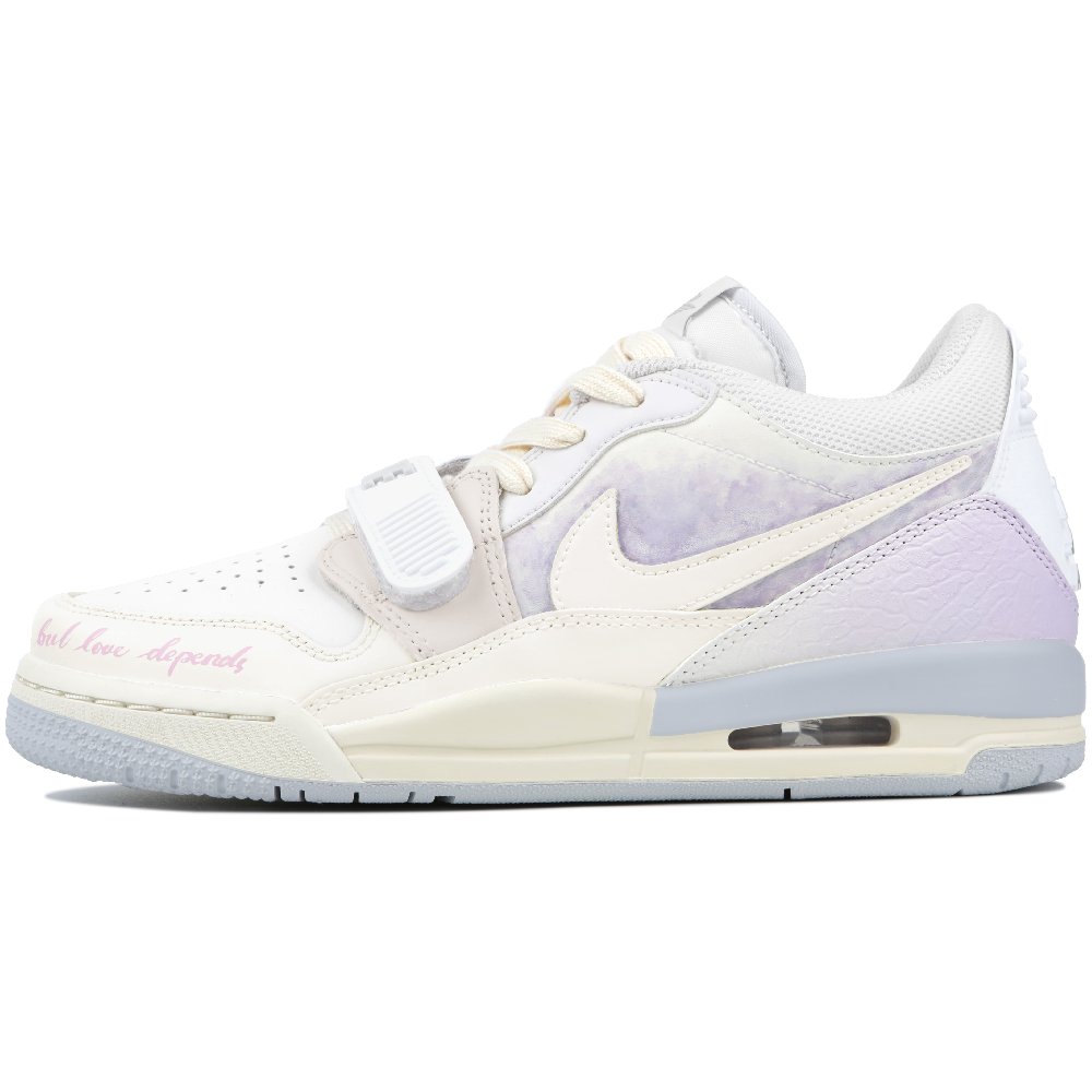 JORDAN Legacy 312 Vintage Basketball Shoes Women's Low Top Beige White Purple