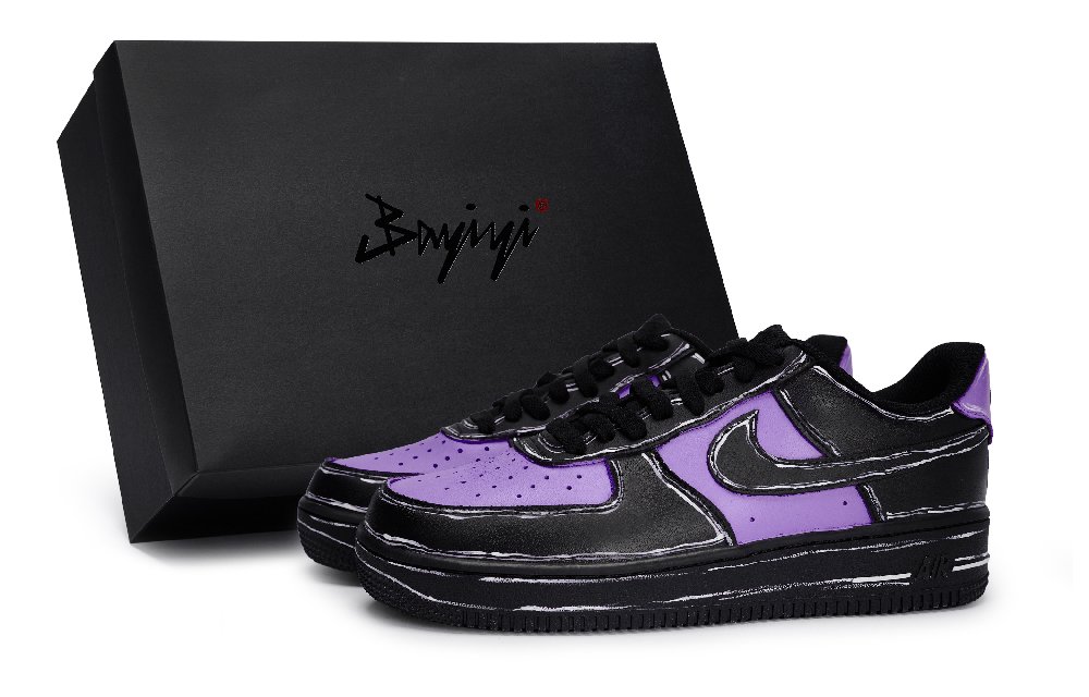 Nike Air Force 1 07 Special Shoe Box Anti-Slip Wear-Resistant Low-Top Skateboard Shoes Unisex Black Purple White