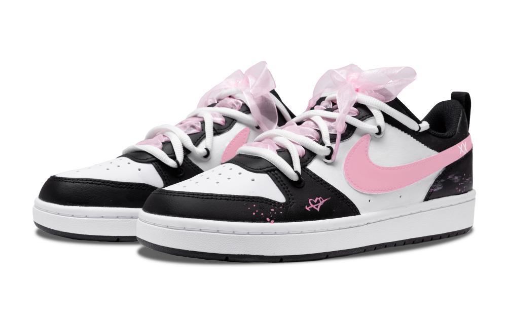 Nike Court Borough 2 Fresh Look Full Bowknot Non-slip Lightweight Low-Top Skateboard Shoes GS Black White Pink купить в интернет-магазине Yoocart с быстрой доставкой по России.