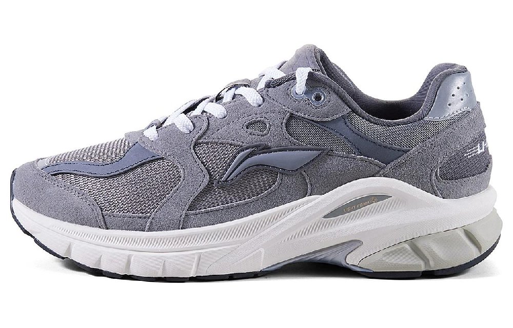LiNing Furious Rider Runner Wear-Resistant Low-Top Casual Shoes Men's Gray White